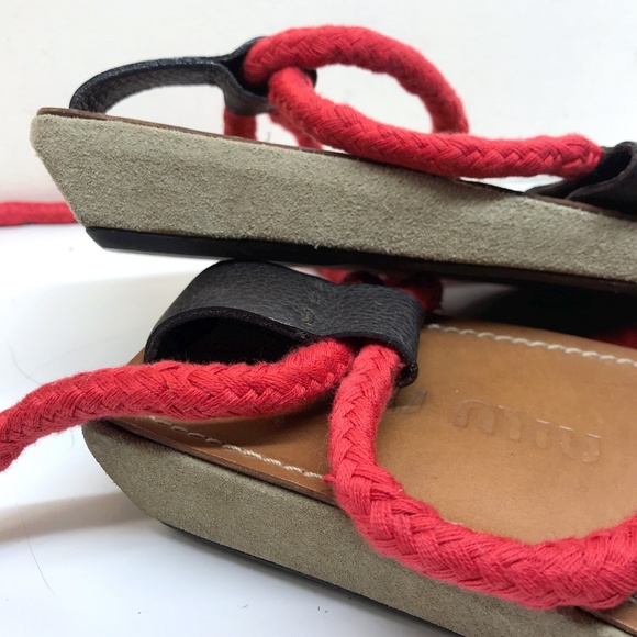 Miu Miu Rope Strap Leather Sandals - Picture 4 of 4